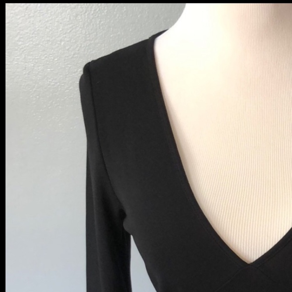 Banana Republic deep V flutter sleeve LBD black S